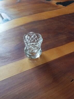 Cut Glass Toothpick Holder - Clear Pressed Glass